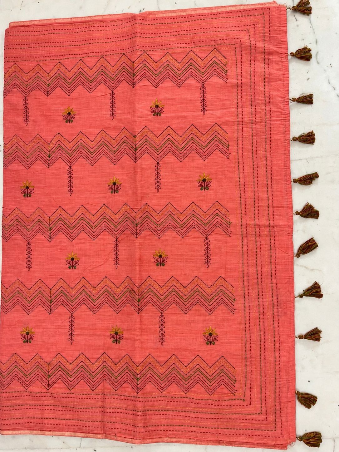 Coral Kantha Rhythm