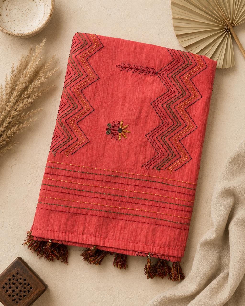 Coral Kantha Rhythm