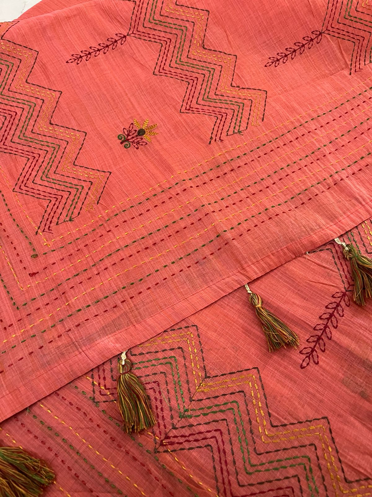 Coral Kantha Rhythm